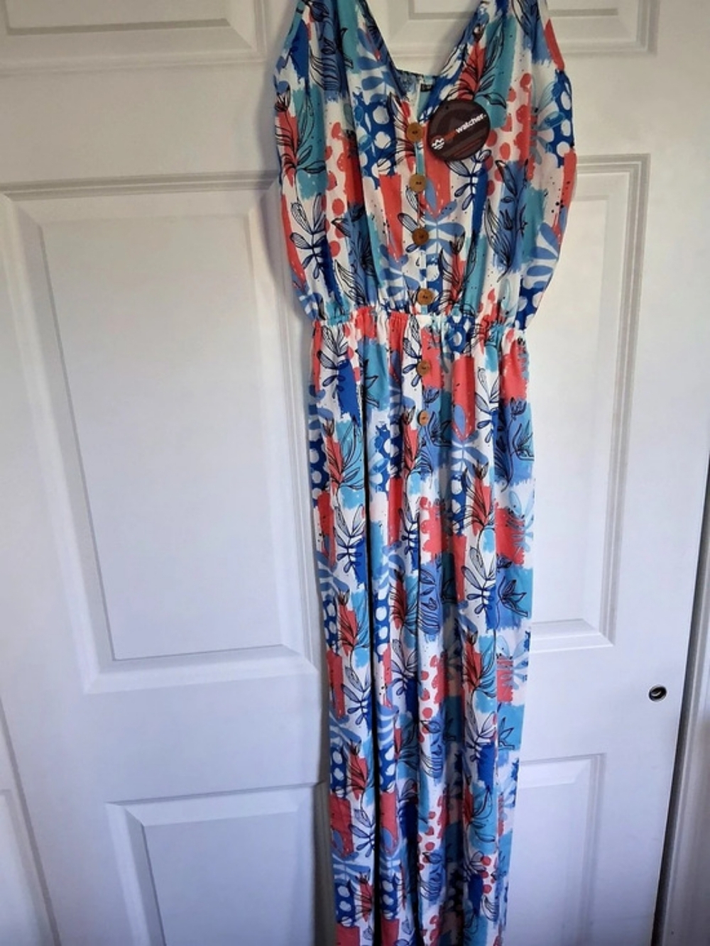 Sunwatcher Floral Wide Leg Jumpsuit in Blue & Pink Size Medium NWT
